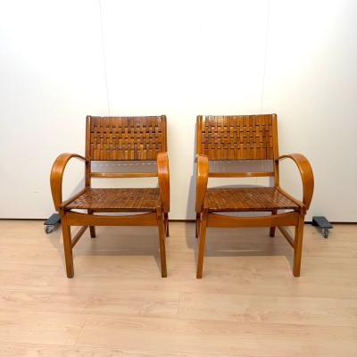 Pair of Armchairs by Gelenka Solid Beech Wood Germany circa 1950