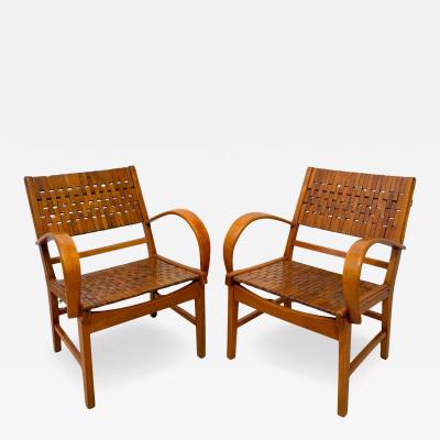 Pair of Armchairs by Gelenka Solid Beech Wood Germany circa 1950