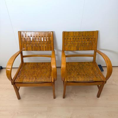 Pair of Armchairs by Gelenka Solid Beech Wood Germany circa 1950
