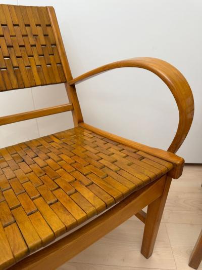 Pair of Armchairs by Gelenka Solid Beech Wood Germany circa 1950