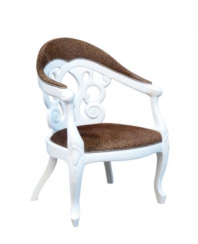 Pair of Armchairs designed by David Barrett Solid wood in white Lacquer 