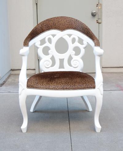 Pair of Armchairs designed by David Barrett Solid wood in white Lacquer 