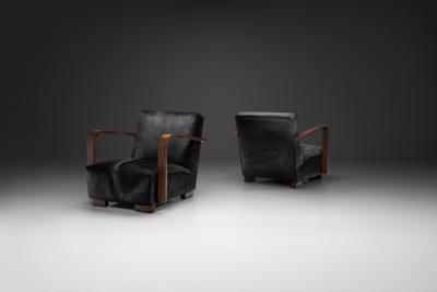 Pair of Armchairs in Ponyskin Europe First half of the 20th Century