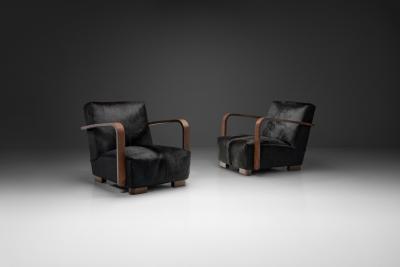 Pair of Armchairs in Ponyskin Europe First half of the 20th Century