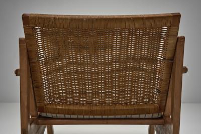 Pair of Armchairs with Loose Seat Striped Cushions Europe 20th Century