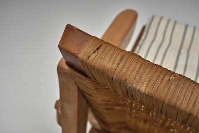 Pair of Armchairs with Loose Seat Striped Cushions Europe 20th Century