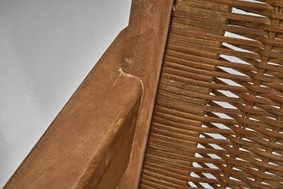 Pair of Armchairs with Loose Seat Striped Cushions Europe 20th Century