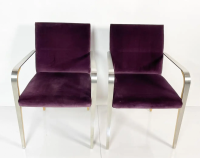 Pair of Armchairs with Metal Wood Frames by Bernhardt