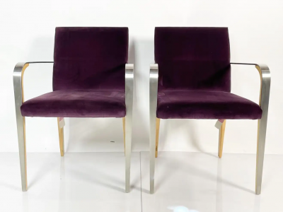 Pair of Armchairs with Metal Wood Frames by Bernhardt