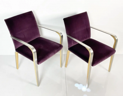 Pair of Armchairs with Metal Wood Frames by Bernhardt