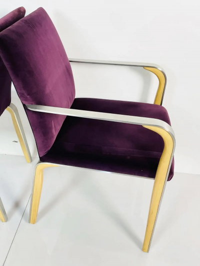 Pair of Armchairs with Metal Wood Frames by Bernhardt