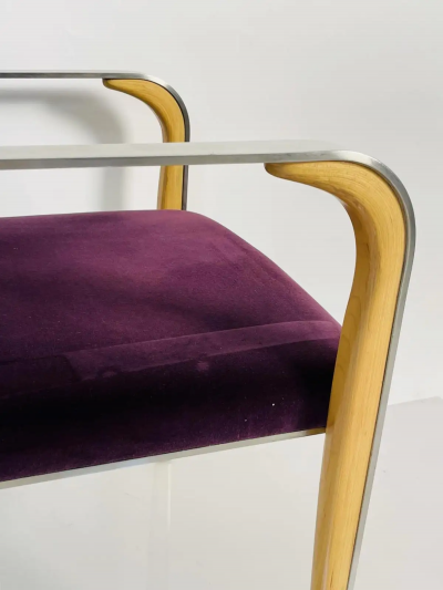 Pair of Armchairs with Metal Wood Frames by Bernhardt