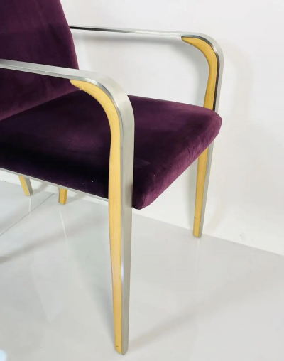 Pair of Armchairs with Metal Wood Frames by Bernhardt