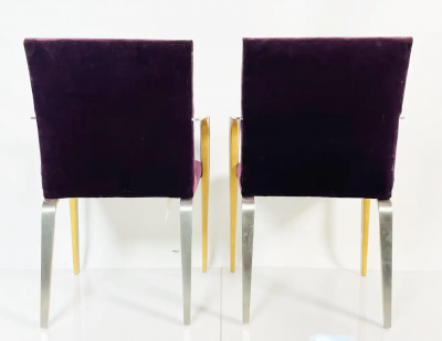 Pair of Armchairs with Metal Wood Frames by Bernhardt