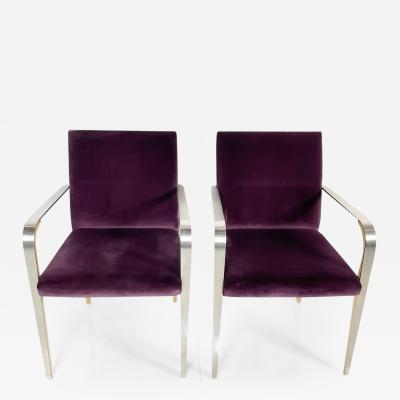 Pair of Armchairs with Metal Wood Frames by Bernhardt