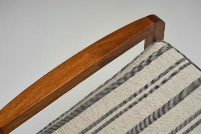 Pair of Armchairs with Wooden Frames and Striped Upholstered Seats Europe 1930s