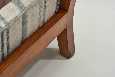 Pair of Armchairs with Wooden Frames and Striped Upholstered Seats Europe 1930s