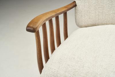 Pair of Armchairs with Wooden Spindle Sides Europe ca 1950s