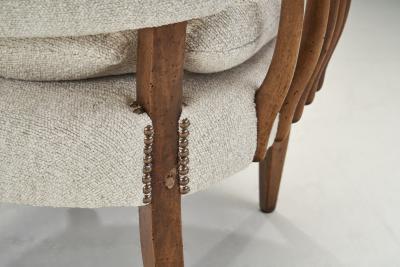 Pair of Armchairs with Wooden Spindle Sides Europe ca 1950s