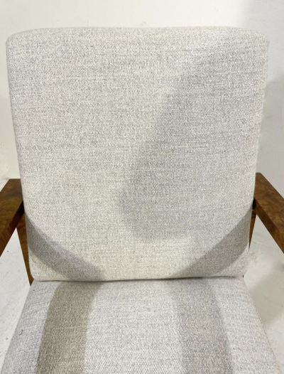 Pair of Art Deco Armchairs Fabric and Walnut New Upholstery