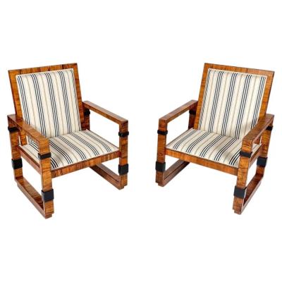 Pair of Art Deco Armchairs New Upholstery
