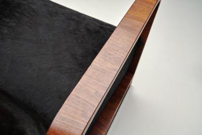 Pair of Art Deco Armchairs in Black Pony Hide Europe First Half of the 20th C