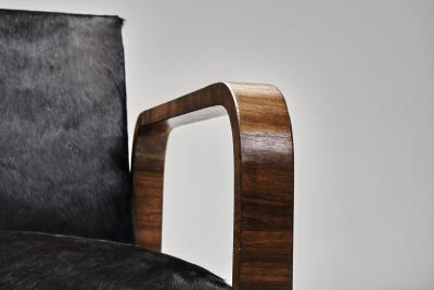 Pair of Art Deco Armchairs in Black Pony Hide Europe First Half of the 20th C
