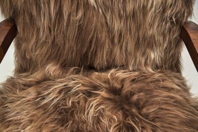Pair of Art Deco Armchairs in Longhair Sheepskin Europe Early 20th Century
