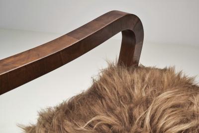 Pair of Art Deco Armchairs in Longhair Sheepskin Europe Early 20th Century