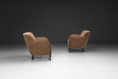 Pair of Art Deco Armchairs with Cabriole Style Front Legs Europe 1930s