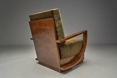 Pair of Art Deco Armchairs with Curved Arms Europe First half of the 20th C