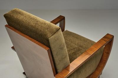 Pair of Art Deco Armchairs with Curved Arms Europe First half of the 20th C