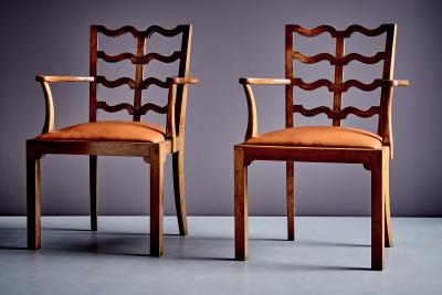 Pair of Art Deco Armchairs with Ladder Back