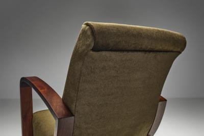 Pair of Art Deco Armchairs with Moss Green Upholstery Europe 1930s