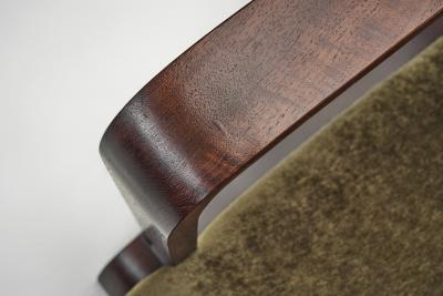 Pair of Art Deco Armchairs with Moss Green Upholstery Europe 1930s