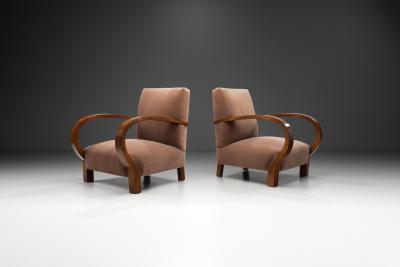 Pair of Art Deco Armchairs with Walnut Veneer Europe circa 1930s
