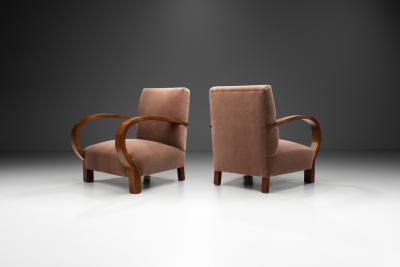 Pair of Art Deco Armchairs with Walnut Veneer Europe circa 1930s