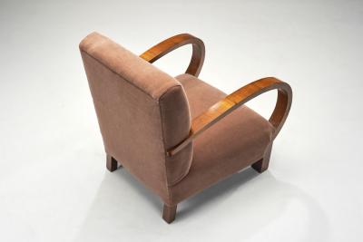 Pair of Art Deco Armchairs with Walnut Veneer Europe circa 1930s