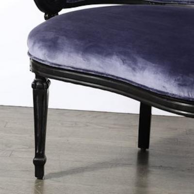 Pair of Art Deco Asymmetrical Fluted Curvilinear Ebonized Walnut Lounge Chairs