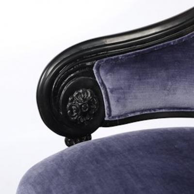 Pair of Art Deco Asymmetrical Fluted Curvilinear Ebonized Walnut Lounge Chairs