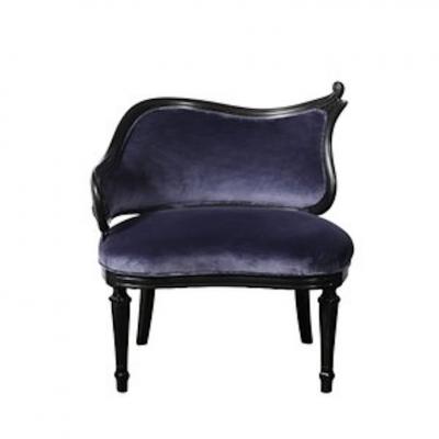 Pair of Art Deco Asymmetrical Fluted Curvilinear Ebonized Walnut Lounge Chairs