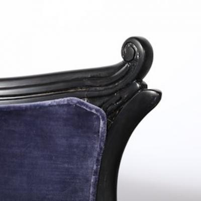 Pair of Art Deco Asymmetrical Fluted Curvilinear Ebonized Walnut Lounge Chairs