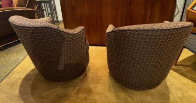 Pair of Art Deco Barrel Lounge Chairs