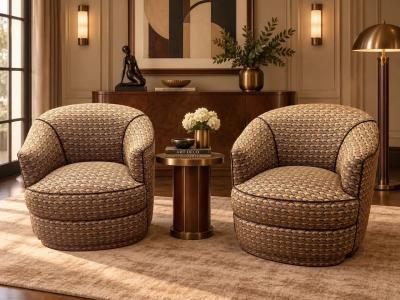Pair of Art Deco Barrel Lounge Chairs