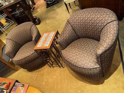 Pair of Art Deco Barrel Lounge Chairs