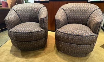 Pair of Art Deco Barrel Lounge Chairs