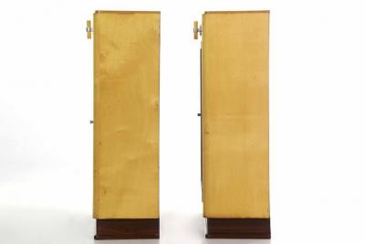 Pair of Art Deco Birch Rosewood and Steel Bookcase Cabinets c 1930