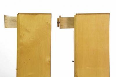 Pair of Art Deco Birch Rosewood and Steel Bookcase Cabinets c 1930