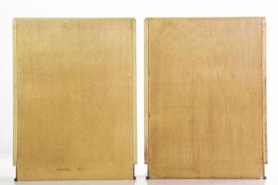 Pair of Art Deco Birch Rosewood and Steel Bookcase Cabinets c 1930