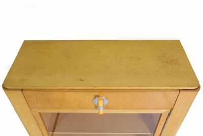 Pair of Art Deco Birch Rosewood and Steel Bookcase Cabinets c 1930